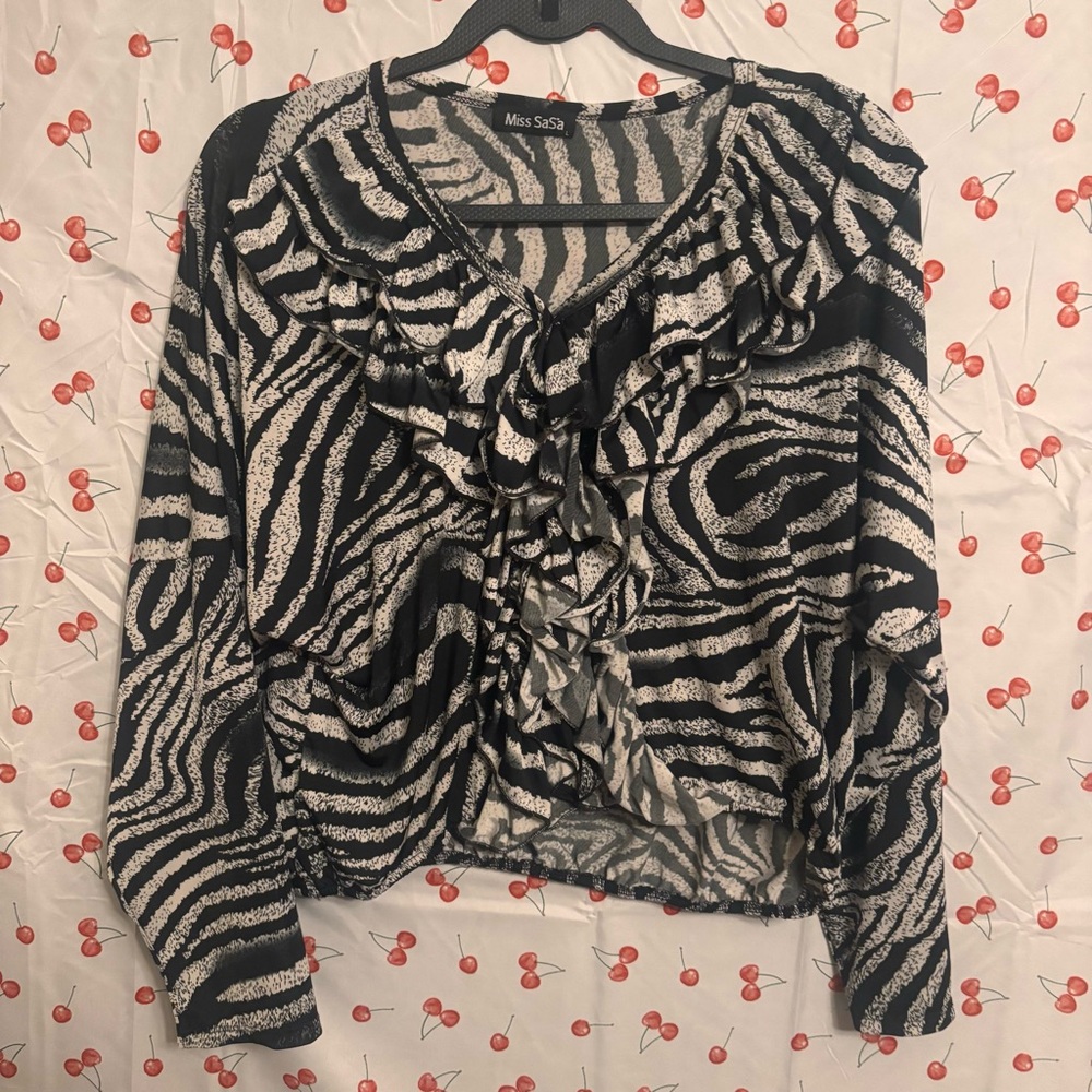 Miss Sassy Y2k Zebra Print Blouse